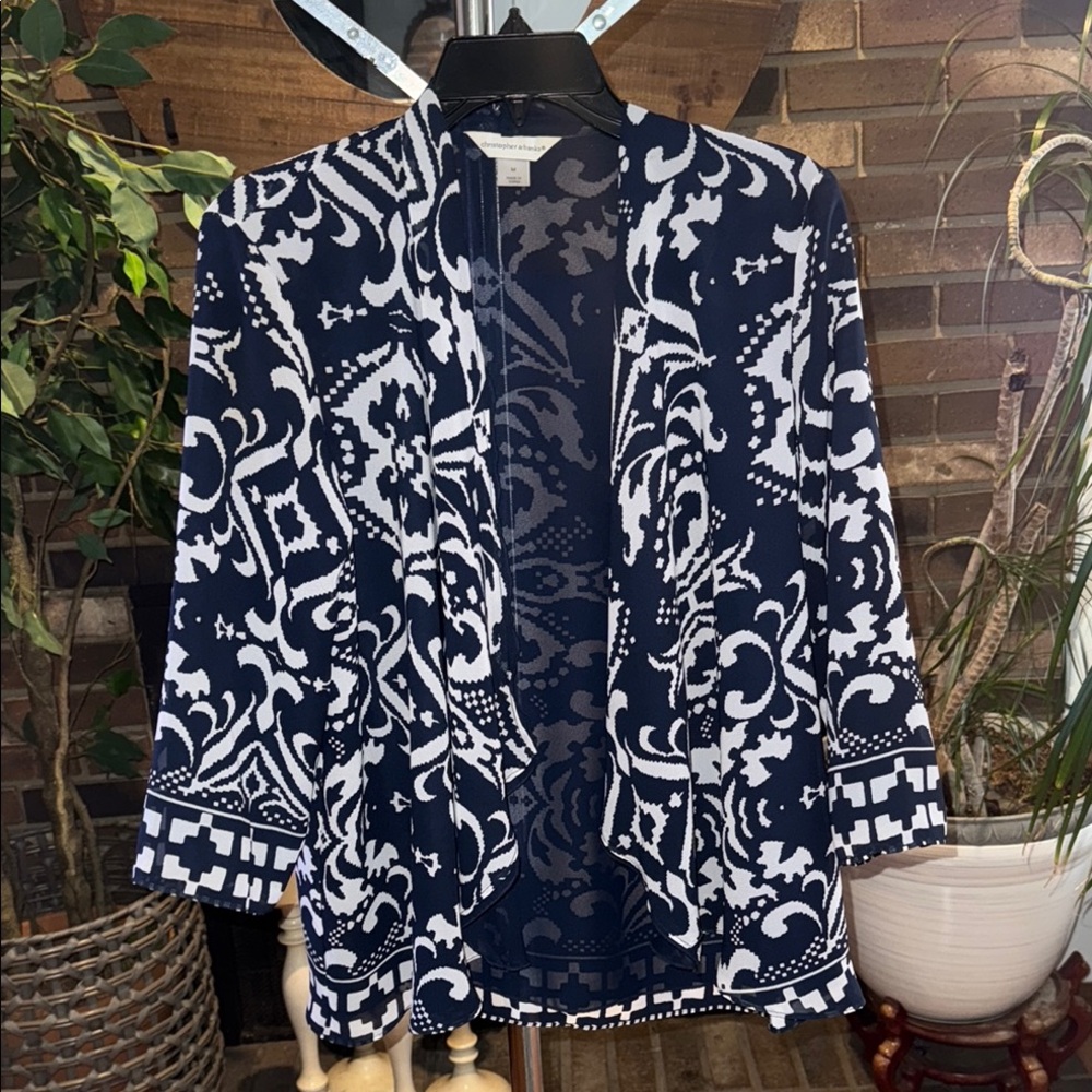 Black and White Patterned Kimono Cardigan - Picture 2 of 5